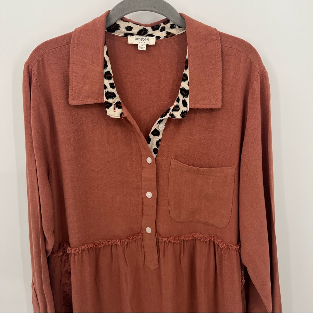 Umgee leopard print trim tunic dress - Picture 3 of 15